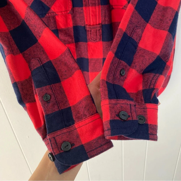 J.Crew Womens Top Sz XXS Buffalo Check Plaid Red Blue Flannel 1/2 zip B4937 * - Picture 10 of 16